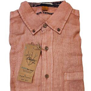 COPY - Tailor Vintage PureTec Linen Long Sleeve Button Up Men's Dusty Rose Pink…
